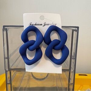 Blue Matte Chain Link Statement Earrings | Item 0324